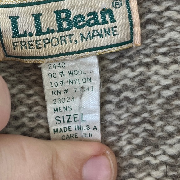 VNTG LL Bean Fair Isle Wool Zip Cardigan Sz L Made in USA Winter Outdoors Camp - Picture 6 of 12